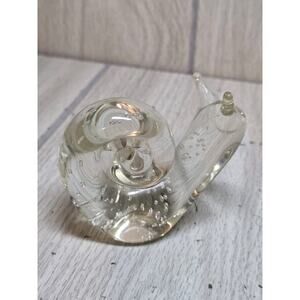 Vtg Hand-Blown Snail Crystal Art Glass Figurine Paperweight Shelf Sitter